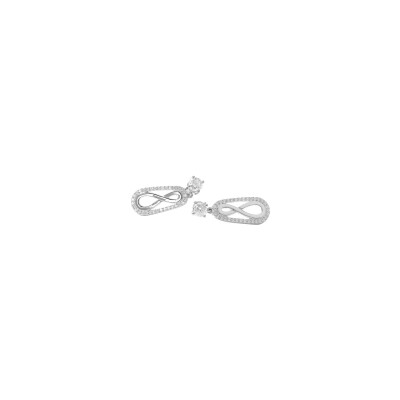 Boucles d'oreilles Murat L'Infini en argent rhodié et oxydes de zirconium