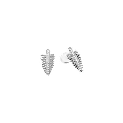 Boucles d'oreilles Murat Les Fougéres en argent rhodié et oxydes de zirconium