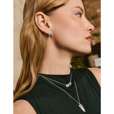 Boucles d'oreilles Murat Les Fougéres en argent rhodié et oxydes de zirconium