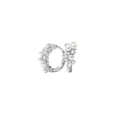 Boucles d'oreilles Murat Écume en argent rhodié, oxydes de zirconium et perle d'imitation