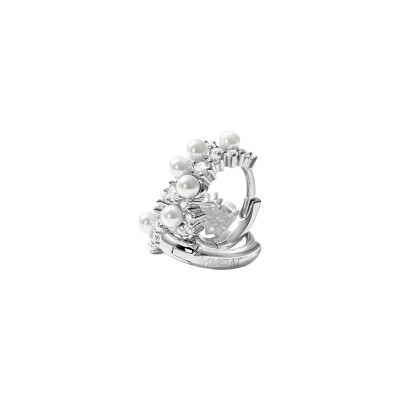 Boucles d'oreilles Murat Écume en argent rhodié, oxydes de zirconium et perle d'imitation