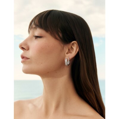Boucles d'oreilles Murat La Marée en argent rhodié et oxydes de zirconium