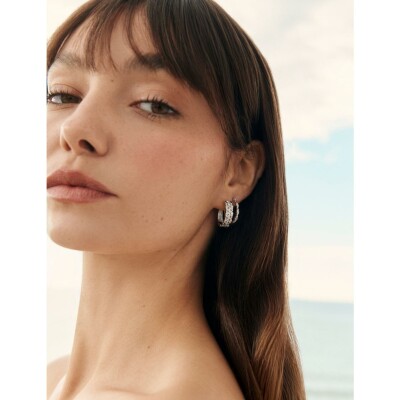 Boucles d'oreilles Murat La Marée en argent rhodié et oxydes de zirconium