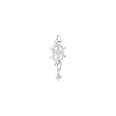 Pendentif croix huguenote en argent rhodié
