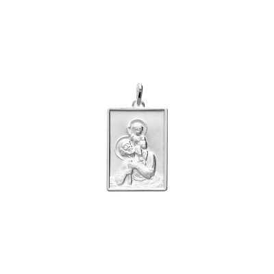 Médaille Saint Christophe en argent rhodié