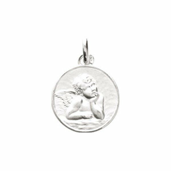 Médaille ange en argent rhodié