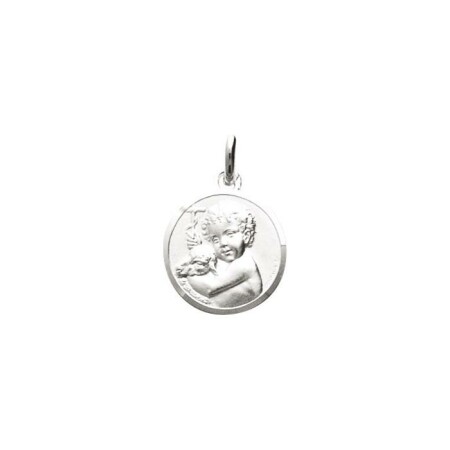 Médaille Ange en argent rhodié