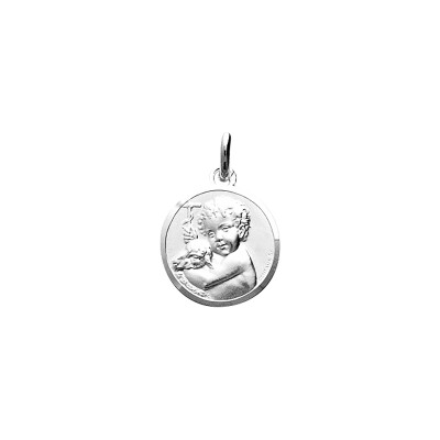 Médaille ange en argent rhodié