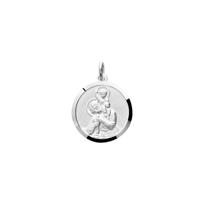 Médaille Saint Christophe en argent rhodié