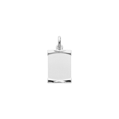 Pendentif à graver plaque rectangle en argent rhodié