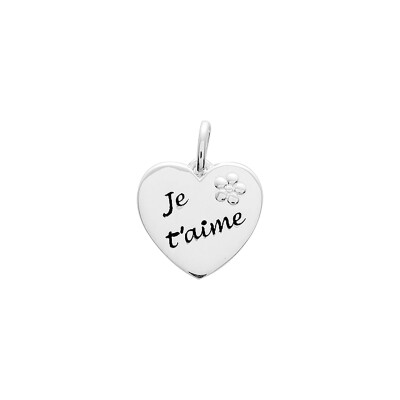 Pendentif à message coeur en argent rhodié