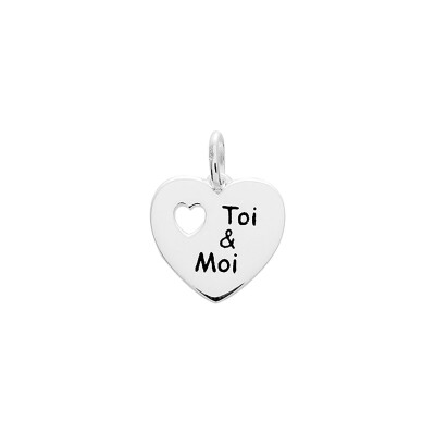 Pendentif à message coeur en argent rhodié