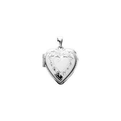 Pendentif porte-photo coeur en argent rhodié