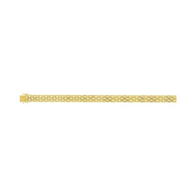 Bracelet chaîne maille paillasson 12mm en or jaune, taille 20cm