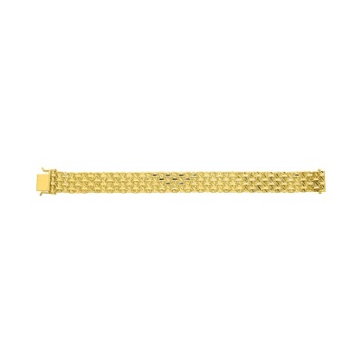 Bracelet chaîne maille paillasson 15mm en or jaune, taille 20cm
