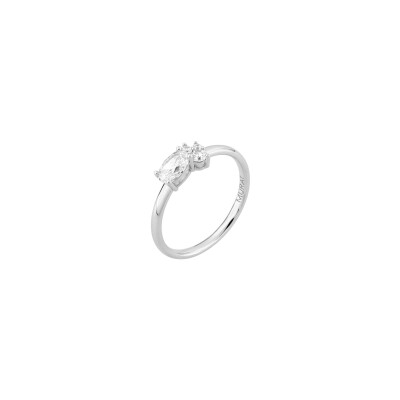 Bague Murat Royale Twist en argent rhodié et oxyde de zirconium