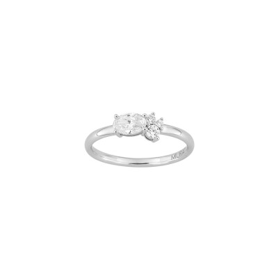 Bague Murat Royale Twist en argent rhodié et oxyde de zirconium