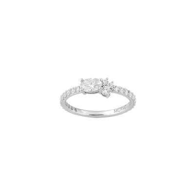 Bague Murat Royale Twist en argent rhodié et oxyde de zirconium
