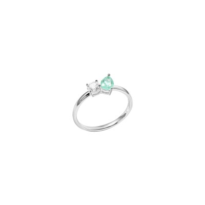 Bague Murat Toi&Moi Twist en argent rhodié et oxydes de zirconium