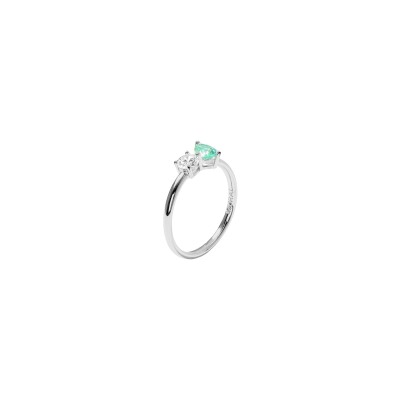 Bague Murat Toi&Moi Twist en argent rhodié et oxydes de zirconium