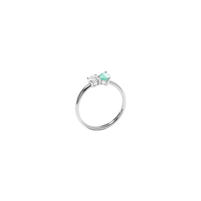 Bague Murat Toi&Moi Twist en argent rhodié et oxydes de zirconium