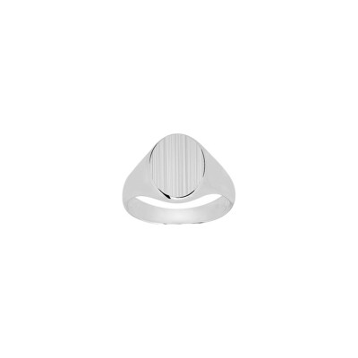 Chevalière brossée en argent rhodié