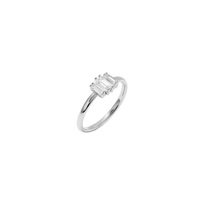 Bague Murat Miroir Twist en argent rhodié et oxydes de zirconium