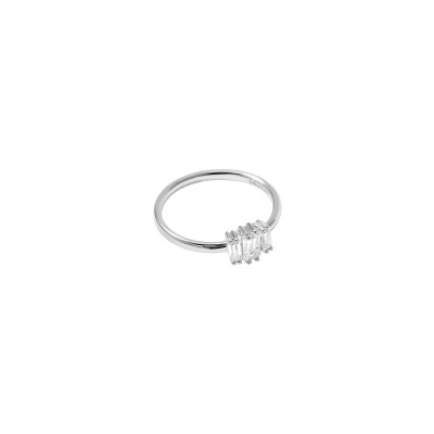 Bague Murat Miroir Twist en argent rhodié et oxydes de zirconium