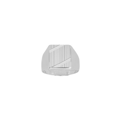 Chevalière en argent rhodié