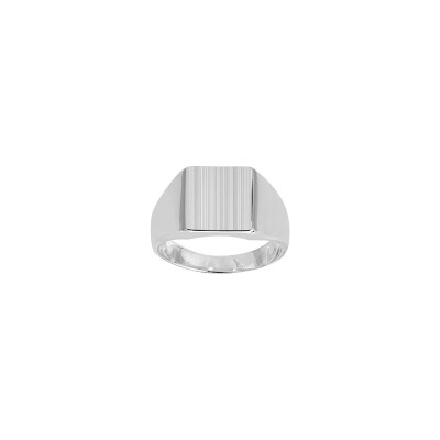 Chevalière brossée en argent rhodié