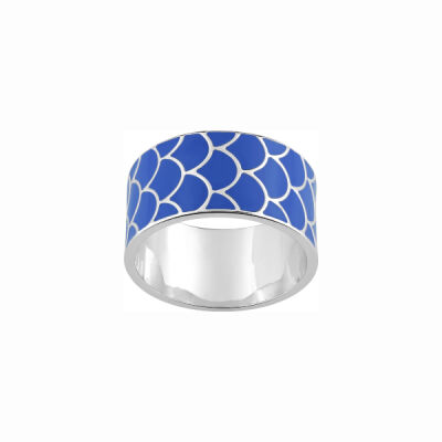 Bague en argent et laque bleue