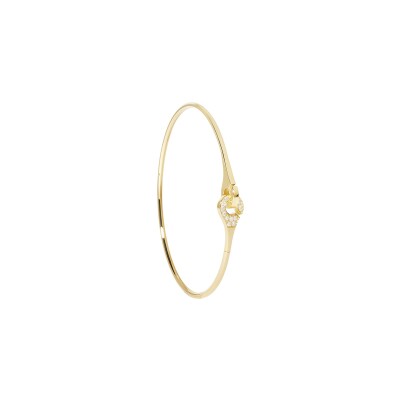 Bracelet jonc dinh van Menottes dinh van sculptées demi-pavée en or jaune et diamant