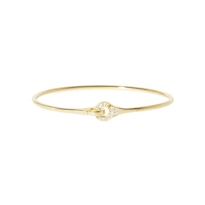 Bracelet jonc dinh van Menottes dinh van sculptées demi-pavée en or jaune et diamant