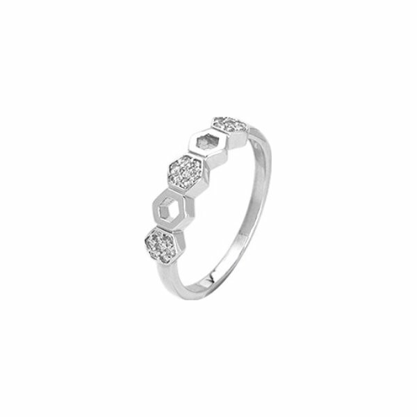 Bague en argent rhodié et oxyde de zirconium