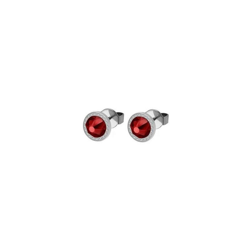 Boucles d'oreilles QUDO Canino en acier et pierre de couleur scarlet