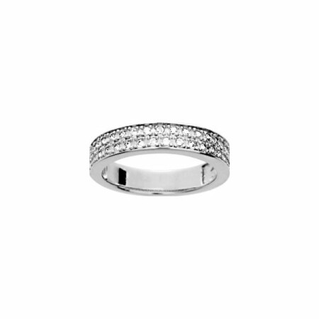 Bague en argent rhodié et oxyde de zirconium