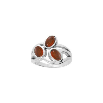 Bague en argent rhodié et ambre