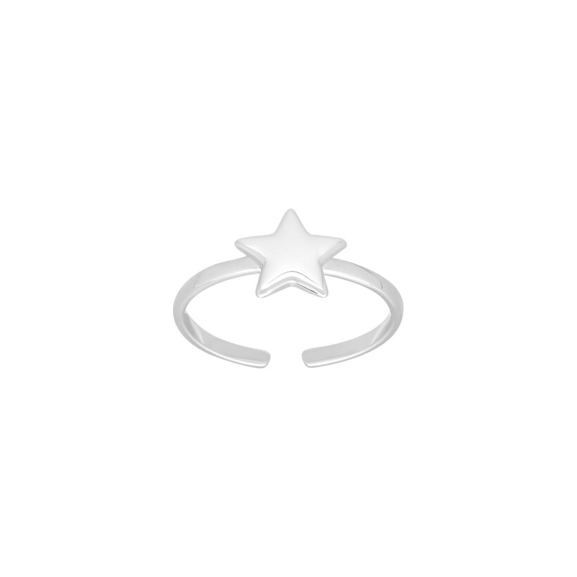 Bague ajustable étoile en argent rhodié
