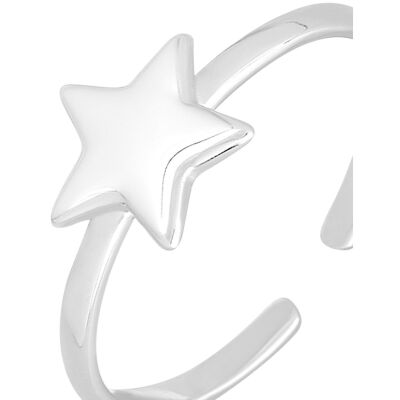 Bague ajustable étoile en argent rhodié