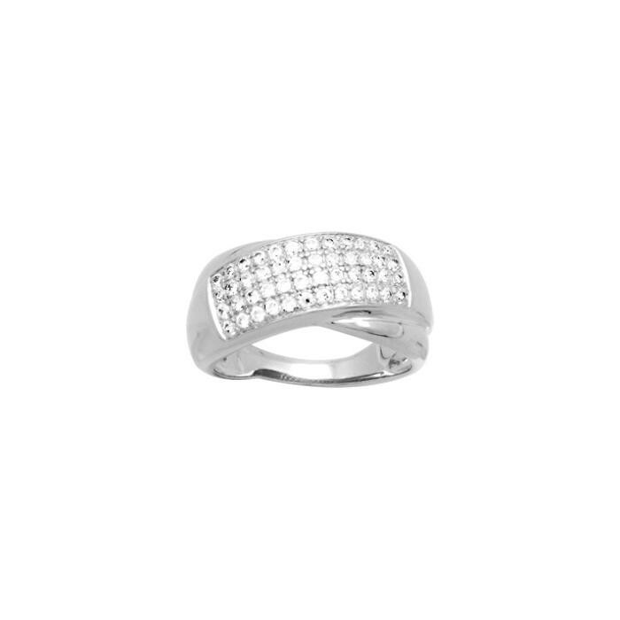 Bague en argent rhodié et oxyde de zirconium