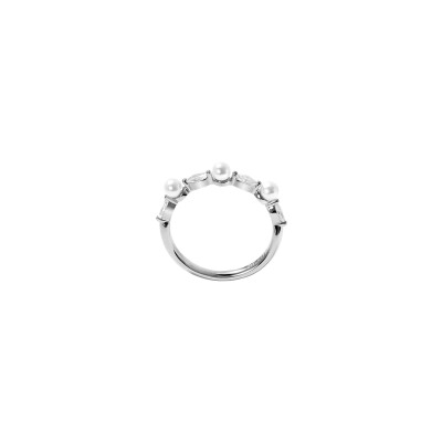 Bague Murat Sirène en argent rhodié, oxydes de zirconium et perle d'imitation