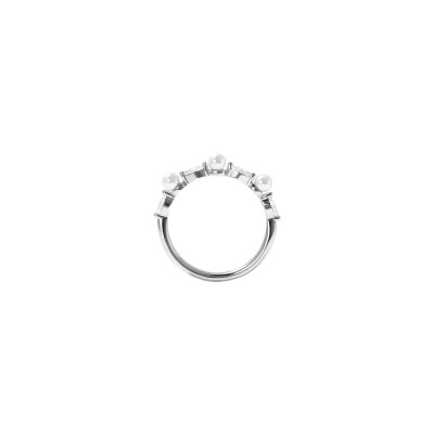Bague Murat Sirène en argent rhodié, oxydes de zirconium et perle d'imitation