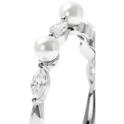 Bague Murat Sirène en argent rhodié, oxydes de zirconium et perle d'imitation