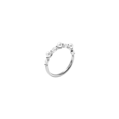 Bague Murat Sirène en argent rhodié, oxydes de zirconium et perle d'imitation