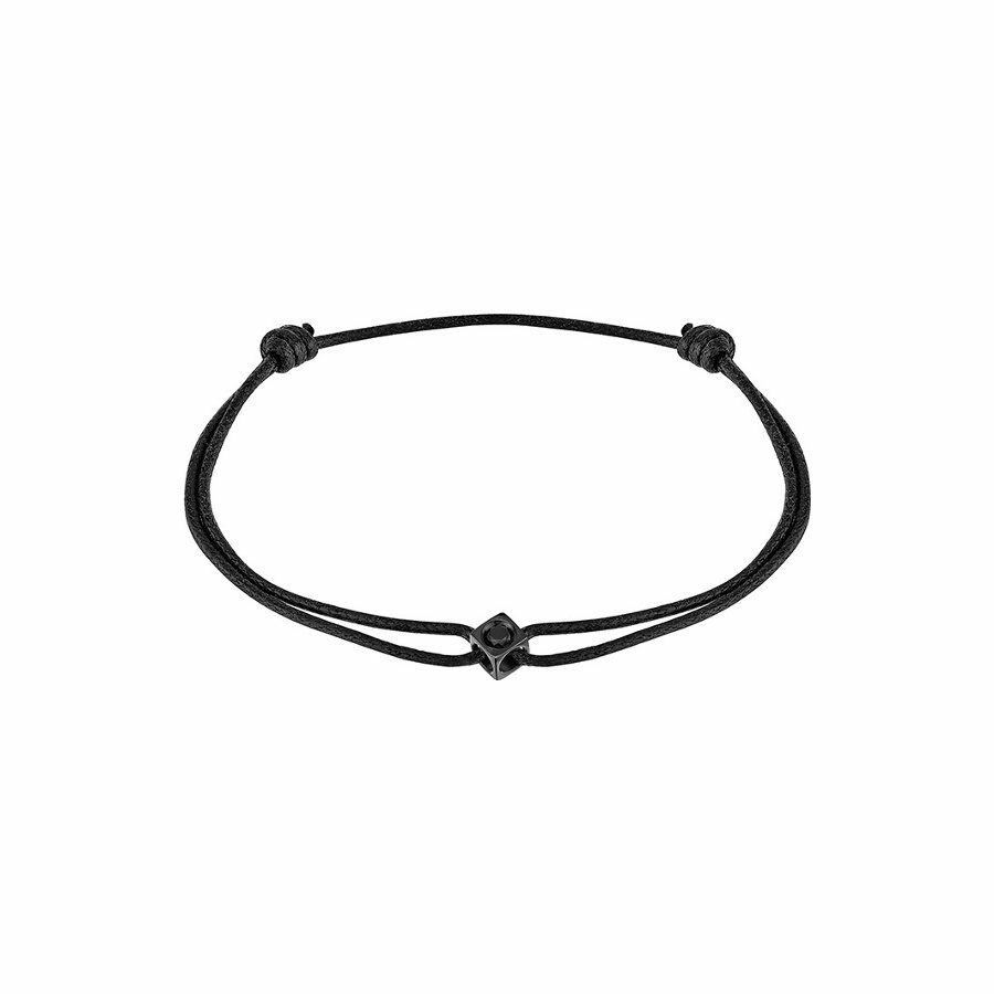 Bracelet sur cordon dinh van Le Cube Diamant en titane noir et diamant noir