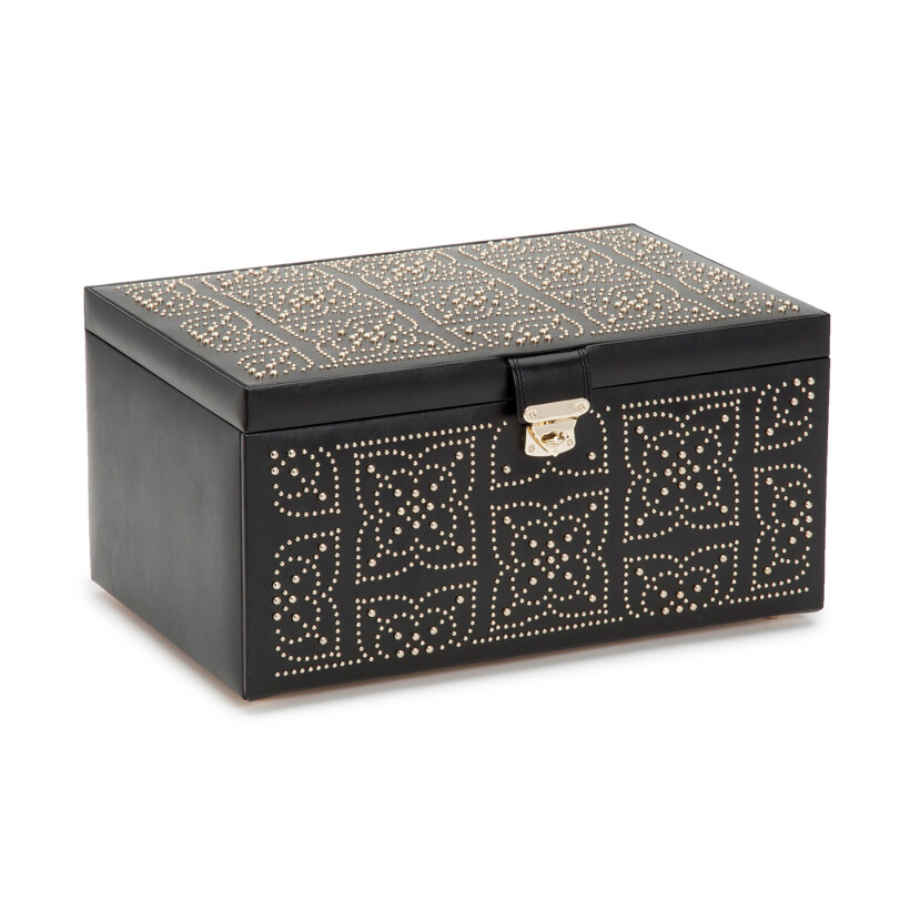 Boîte à bijoux Wolf 1834 Marrakesh en cuir noir