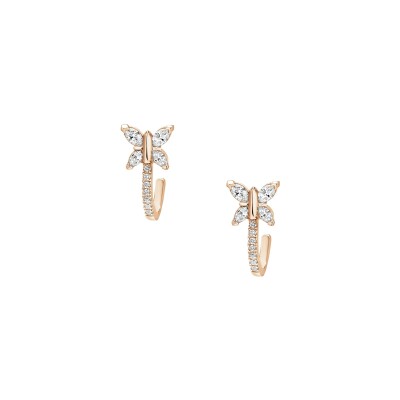 Boucles d'oreilles diamants or rose