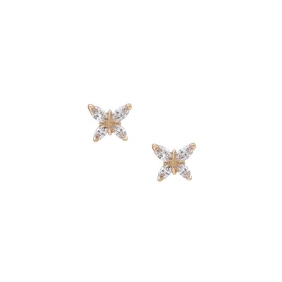 Puces diamants or rose