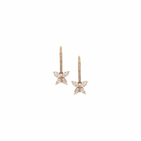 Papillons navette lever-back earrings, rose gold