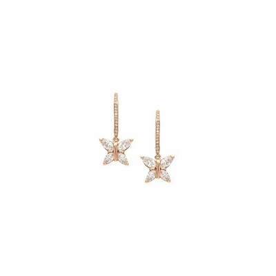 Papillons navette lever-back earrings, rose gold